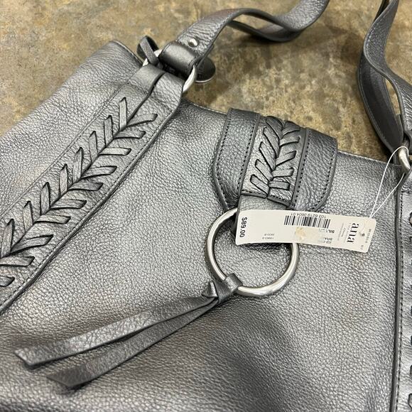 NWT ANA Silver Faux Leather Braided Shoulder Bag with Tassel NWT ANA Silver Faux Leather Braided Shoulder Bag with Tassel